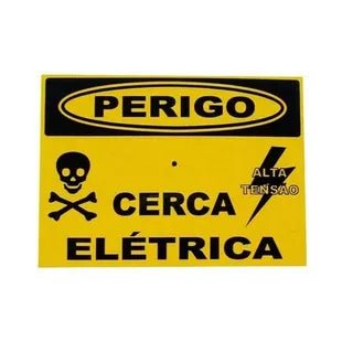 Placa Aviso Cerca Elétrica Alumínio - Kit 10 Peças Sinalização - LUFT SECURITY LTDAPlaca Aviso Cerca Elétrica Alumínio - Kit 10 Peças Sinalização