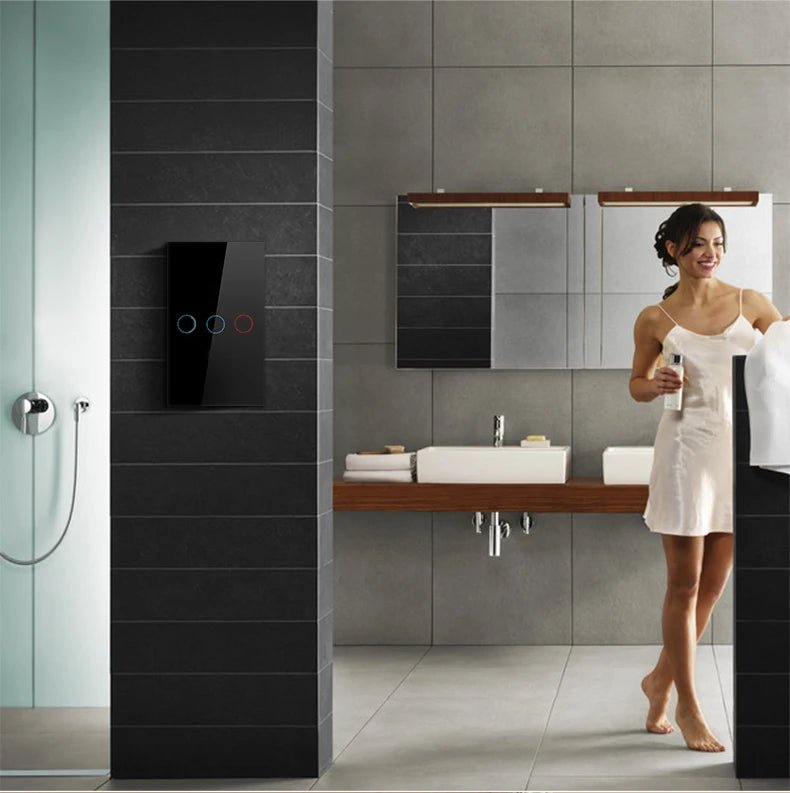 Qncx interruptor de toque de parede padrão ue eua interruptores de luz led painel vidro cristal AC100 - 240V interruptores sensor 1/2/3 gang interruptor - LUFT SECURITY LTDAblack 3 gangQncx interruptor de toque de parede padrão ue eua interruptores de luz led painel vidro cristal AC100 - 240V interruptores sensor 1/2/3 gang interruptor