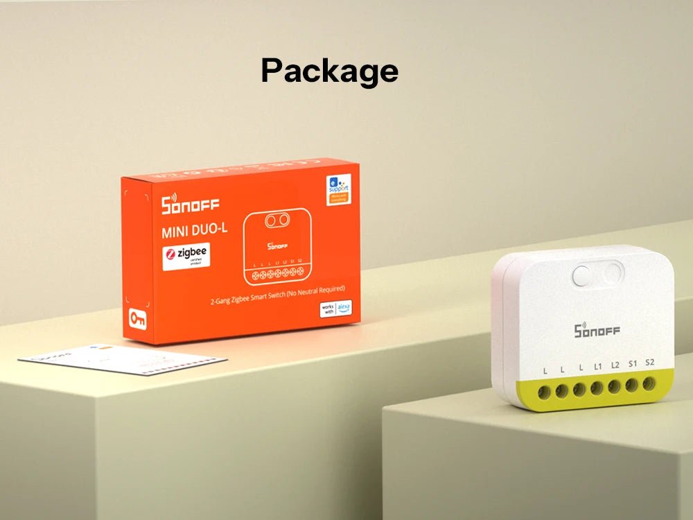 Sonoff mini DUO - L interruptor inteligente zigbee de 2 gangues MINI - ZB2GS - L sem necessidade de fio neutro controle de interruptor externo de canal duplo menor - LUFT SECURITY LTDAMINI - ZB2GS - LSonoff mini DUO - L interruptor inteligente zigbee de 2 gangues MINI - ZB2GS - L sem necessidade de fio neutro controle de interruptor externo de canal duplo menor