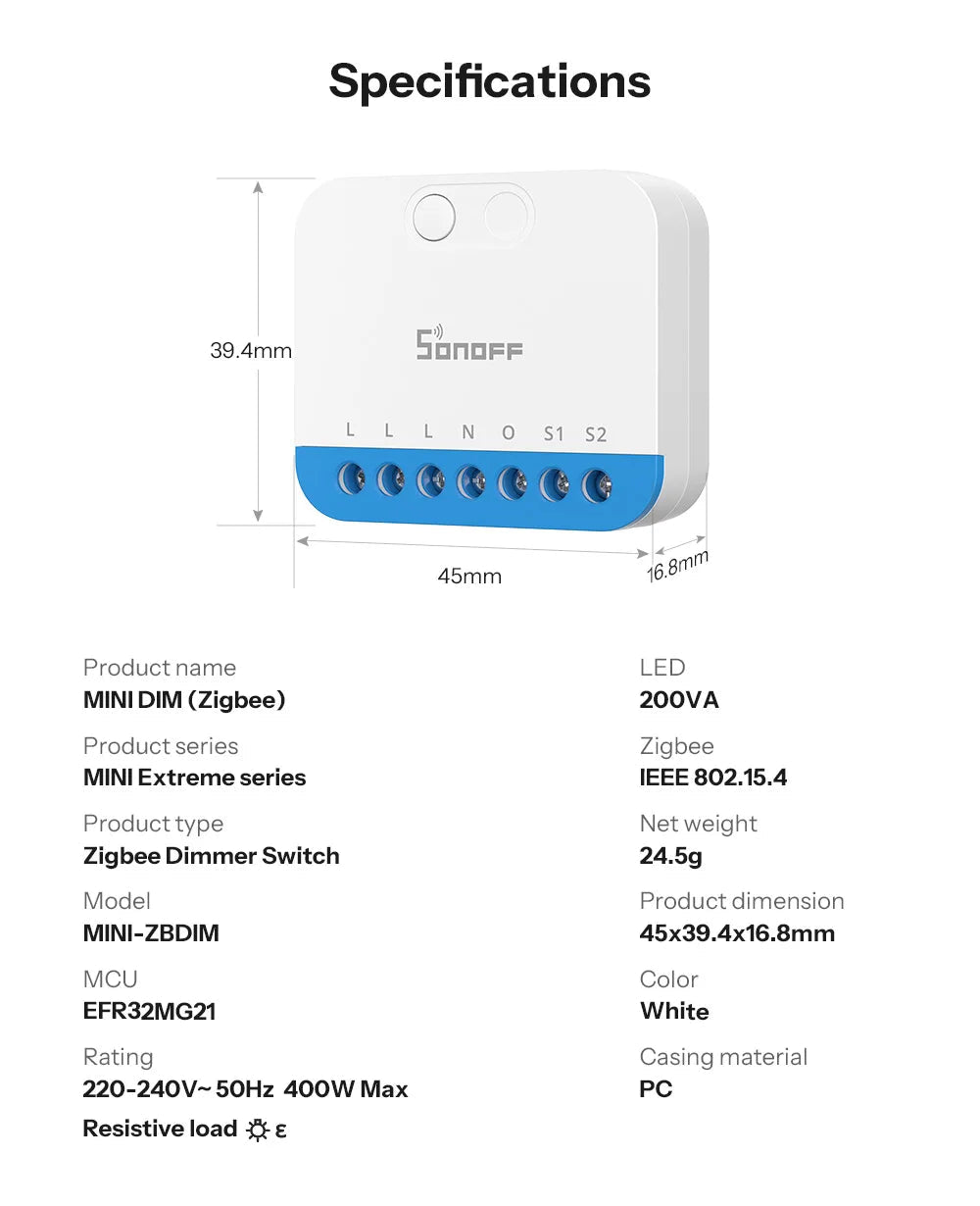 Sonoff MINI - ZBDIM extrema zigbee inteligente dimmer switch ampla compatibilidade de iluminação monitoramento de energia em tempo real proteção contra superaquecimento - LUFT SECURITY LTDAMINI - ZBDIMSonoff MINI - ZBDIM extrema zigbee inteligente dimmer switch ampla compatibilidade de iluminação monitoramento de energia em tempo real proteção contra superaquecimento