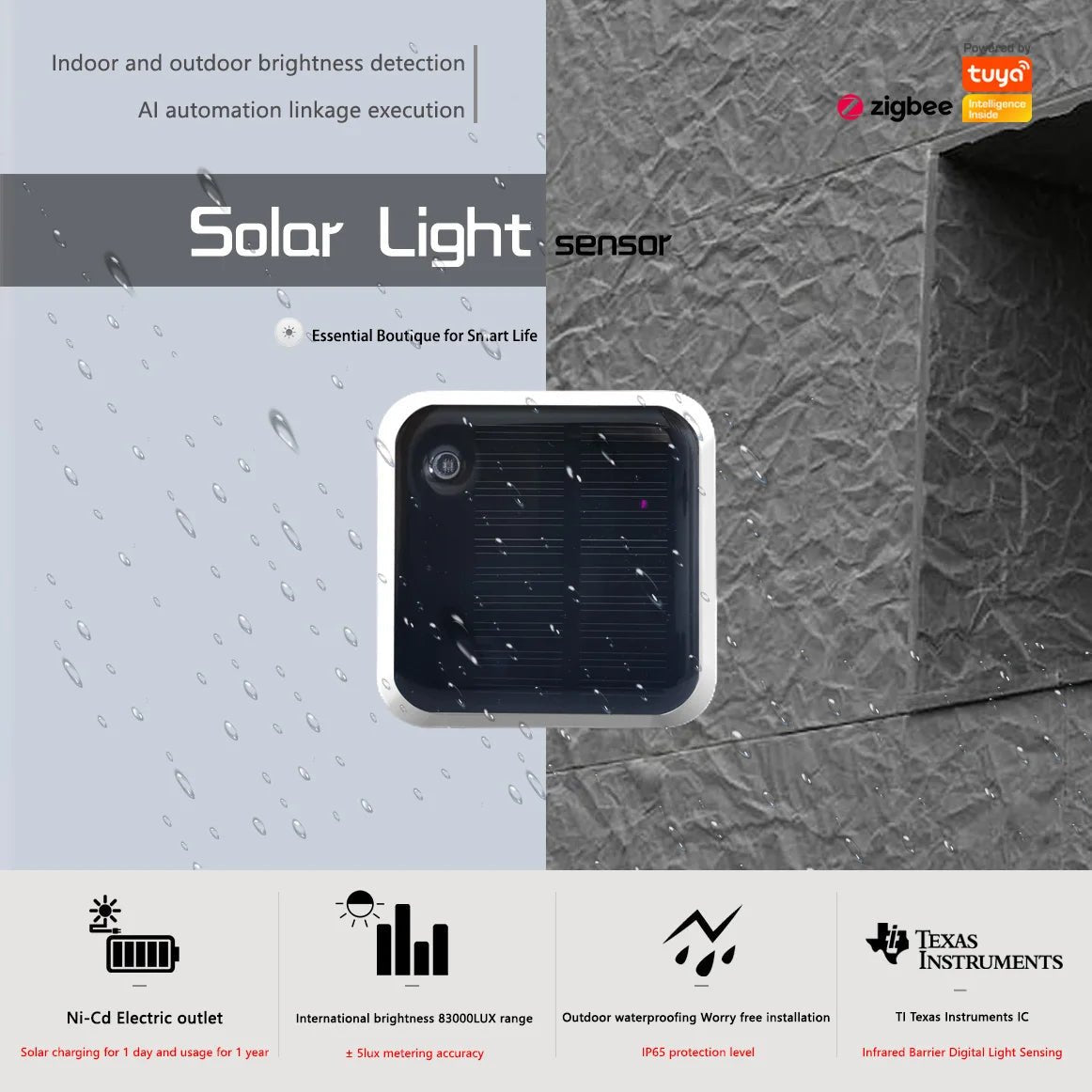 Tuya zigbee sensor de luz solar à prova dip65 água ip65 detecção de brilho ao ar livre sensor de luminância em tempo real fácil de instalar - LUFT SECURITY LTDATuya zigbee sensor de luz solar à prova dip65 água ip65 detecção de brilho ao ar livre sensor de luminância em tempo real fácil de instalar