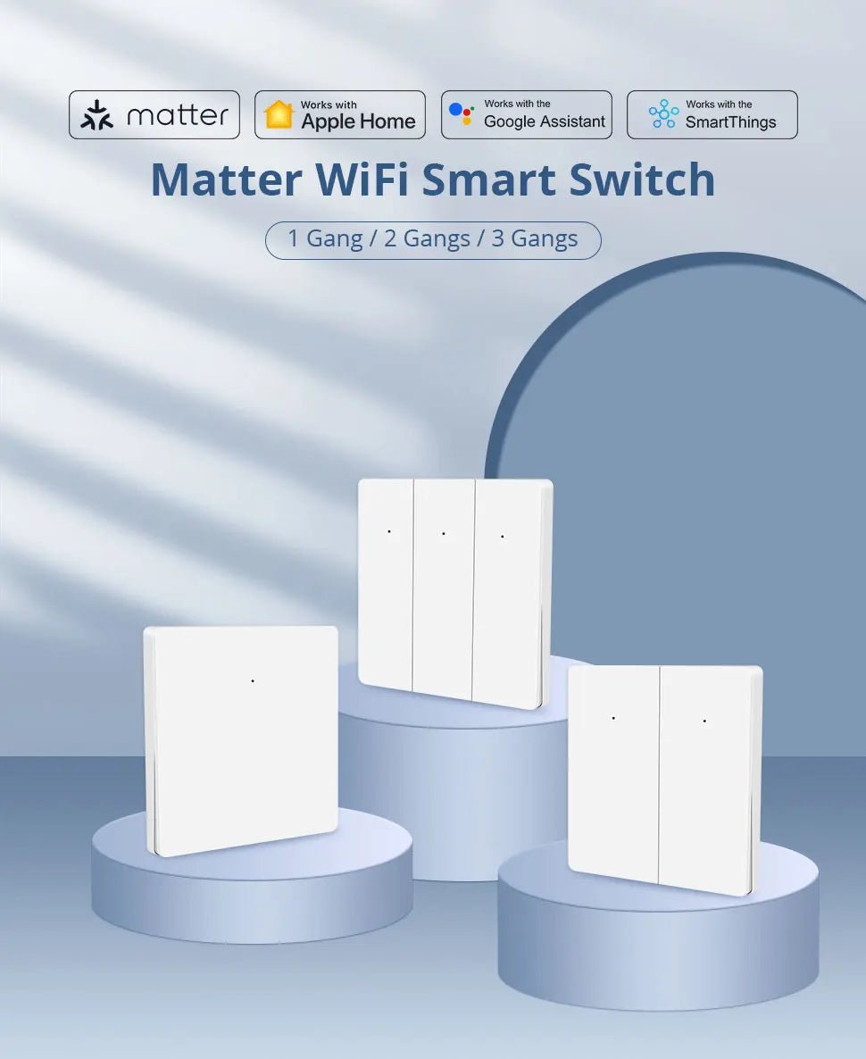 Zemismart Matter WiFi UE 1 2 3 Gangs Interruptor de luz de parede inteligente neutro necessário com botão grande SmartThings App Homekit Controle - LUFT SECURITY LTDA2 - GangZemismart Matter WiFi UE 1 2 3 Gangs Interruptor de luz de parede inteligente neutro necessário com botão grande SmartThings App Homekit Controle