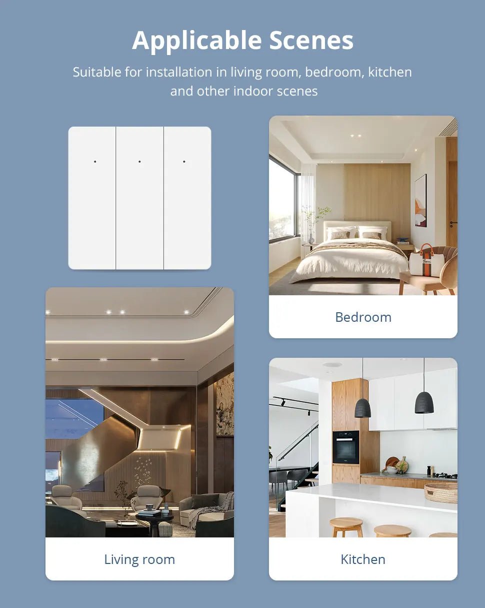 Zemismart Matter WiFi UE 1 2 3 Gangs Interruptor de luz de parede inteligente neutro necessário com botão grande SmartThings App Homekit Controle - LUFT SECURITY LTDA2 - GangZemismart Matter WiFi UE 1 2 3 Gangs Interruptor de luz de parede inteligente neutro necessário com botão grande SmartThings App Homekit Controle