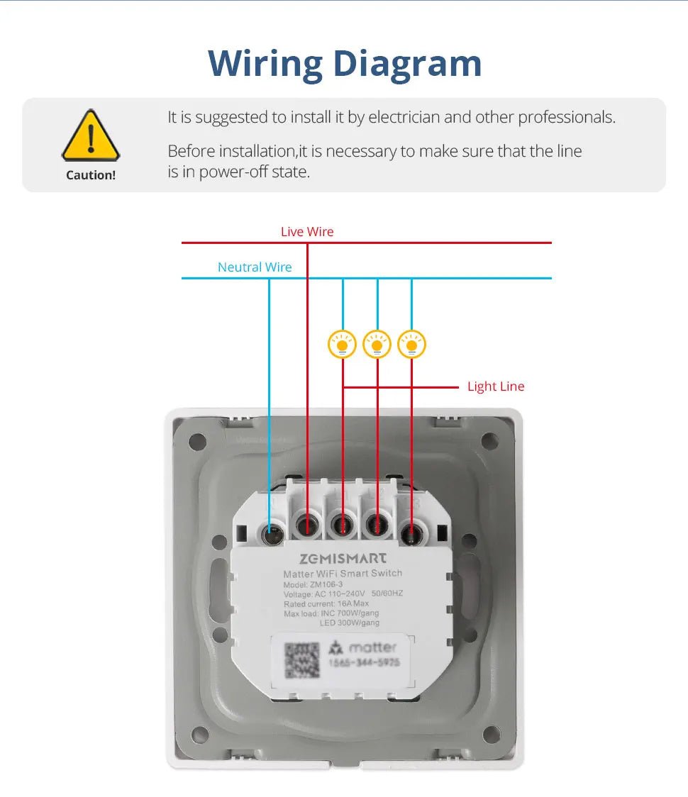 Zemismart Matter WiFi UE 1 2 3 Gangs Interruptor de luz de parede inteligente neutro necessário com botão grande SmartThings App Homekit Controle - LUFT SECURITY LTDA2 - GangZemismart Matter WiFi UE 1 2 3 Gangs Interruptor de luz de parede inteligente neutro necessário com botão grande SmartThings App Homekit Controle