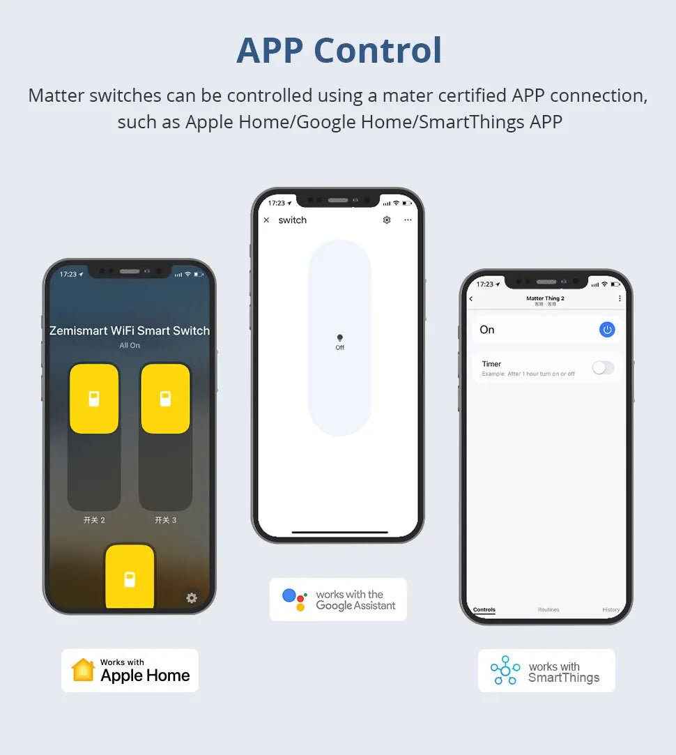 Zemismart Matter WiFi UE 1 2 3 Gangs Interruptor de luz de parede inteligente neutro necessário com botão grande SmartThings App Homekit Controle - LUFT SECURITY LTDA2 - GangZemismart Matter WiFi UE 1 2 3 Gangs Interruptor de luz de parede inteligente neutro necessário com botão grande SmartThings App Homekit Controle